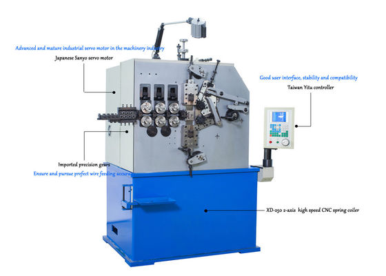XD-250 2-Axis Spring Coiling Machine Menghasilkan Mata Air Kompresi 2.0mm Sampai 5.0mm