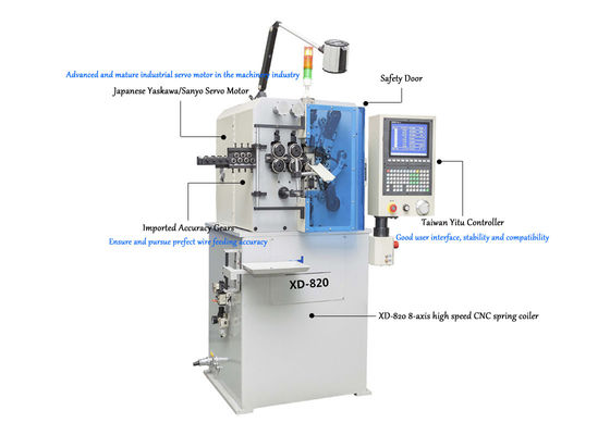 XD-820 8-Axis Mesin Pegas Kecepatan Tinggi Membuat Diameter Kawat 0,5 Sampai 2,0mm